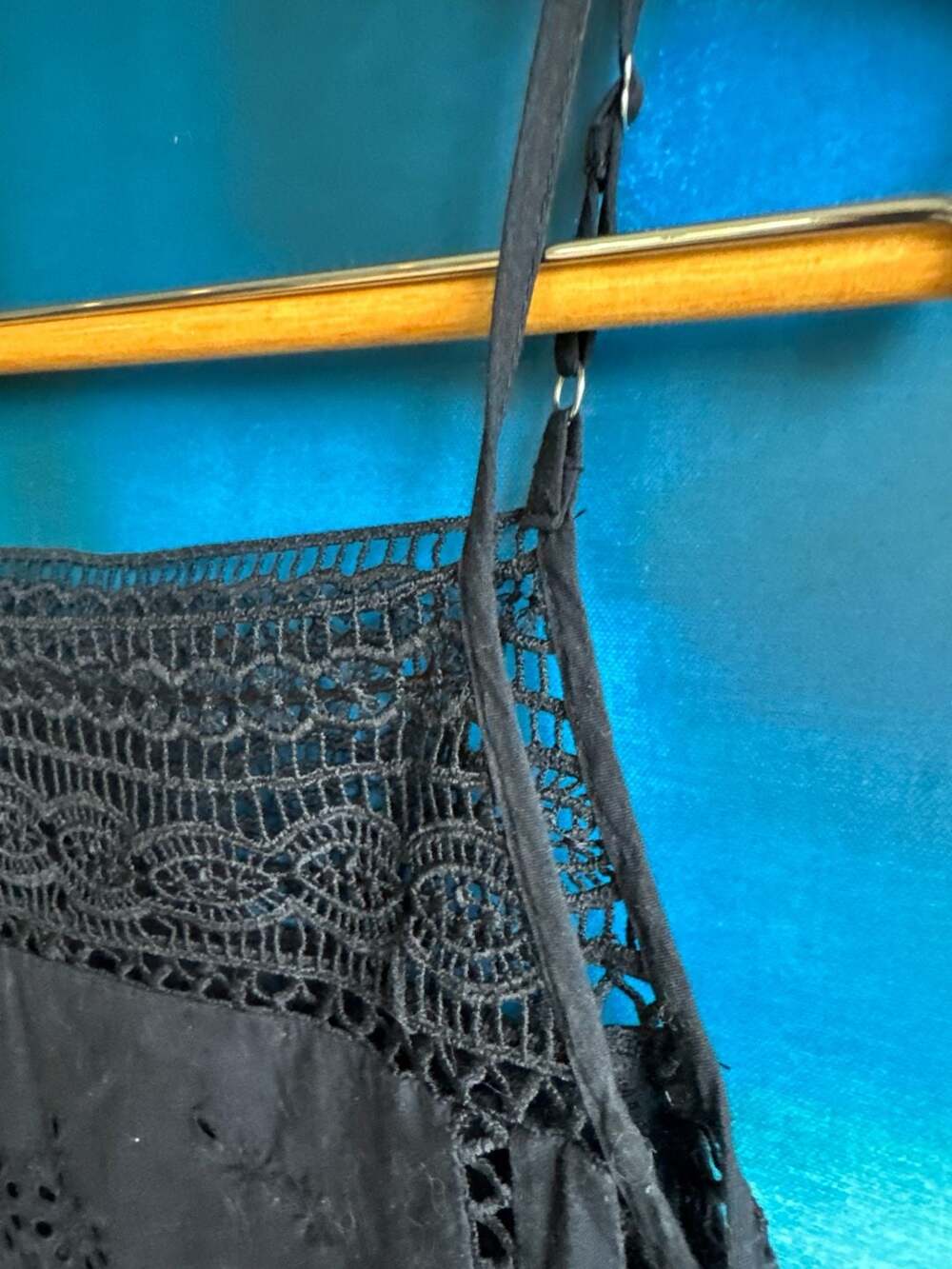 Free People Black Eyelet Lace Tassel Cami Top Size XS - Picture 4 of 9